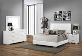 Orleans Furniture - Coaster - Felicity 4-piece Eastern King Bedroom Set White High Gloss - 203501KE-S4L